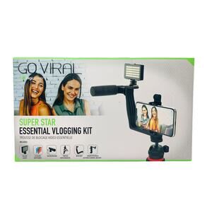 NEW GO VIRAL Super Star Vlogging Kit with LED Light Microphone‎ Tripod & Mount